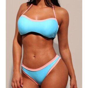 Light Blue Women Halter Bikini